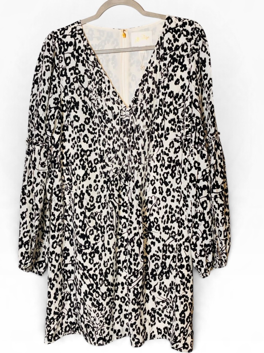 Lilly Pulitzer Cleme Black Silk Dress in Coconut Lets Pawty Style 017062